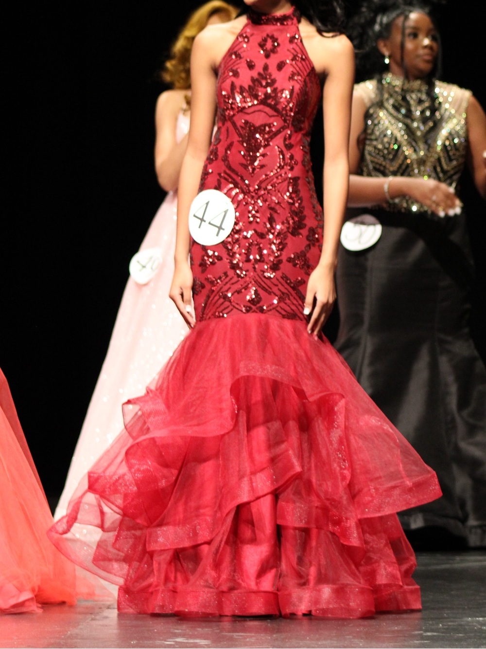 cecilia couture pageant dress Red Sequin Mermaid - Halter Neck